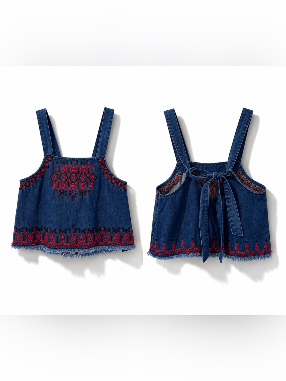 BLANKNYC Embroidered Denim Crop Top Size M Boho Western Festival Tank